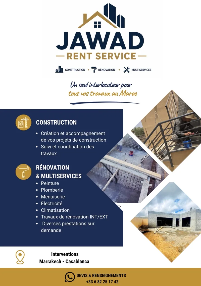 JAWAD RENT SERVICE (Travaux de rénovation - Construction) à Marrakech — photo 1